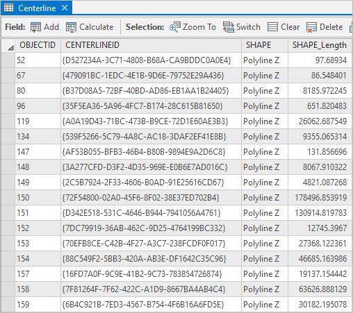 Centerline feature class schema Centerline feature class schema